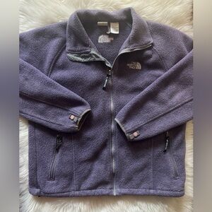 The North Face purple zip up fleece sweater. Women’s Sz Large.